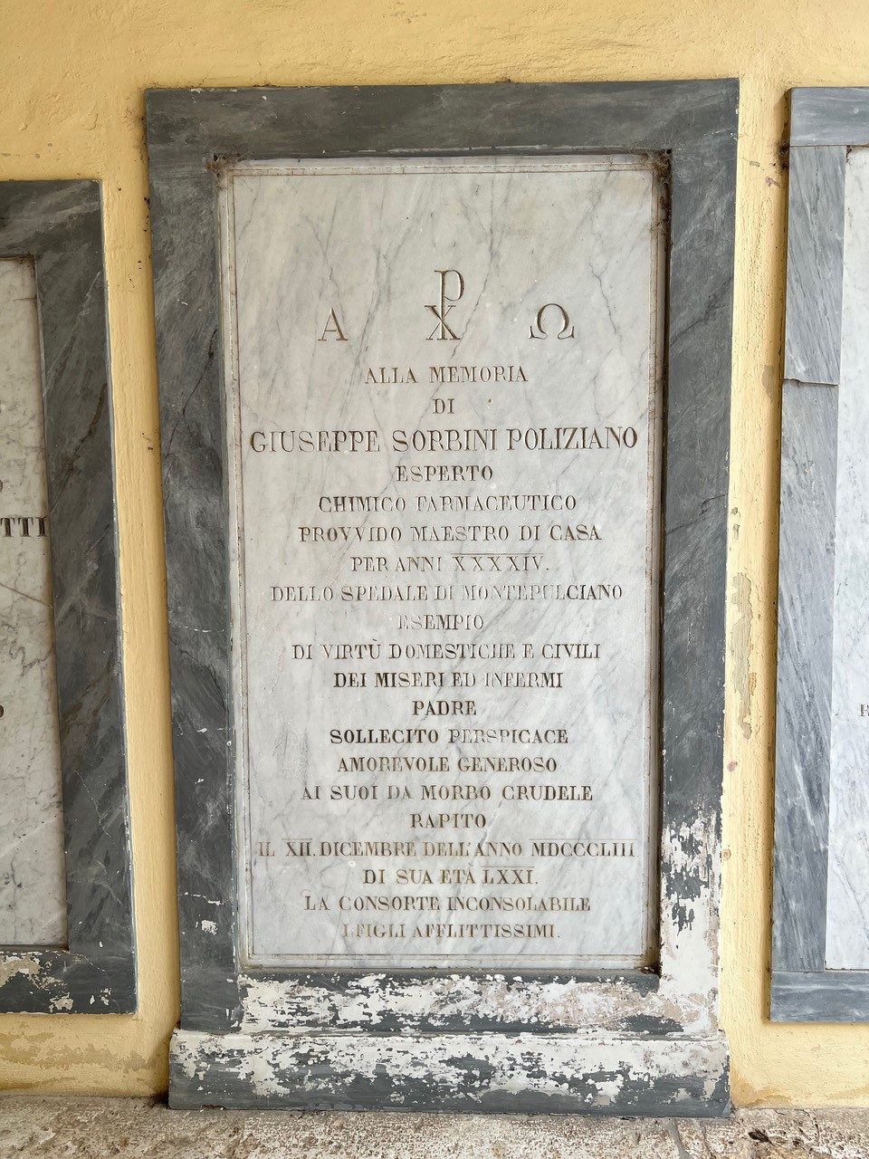 Giuseppe Sorbini's tombstone, Santa Maria delle Grazie church, Montepulciano (3).jpg